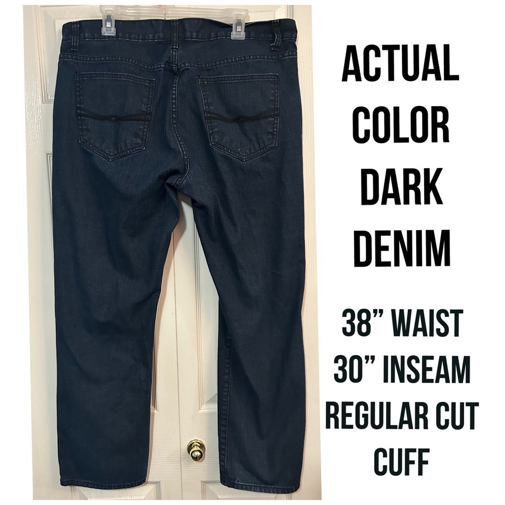 NWOT, ALFANI, BRAND NEW, 38”X 30”, Regular Cuff, Dark Denim Jeans - Picture 3 of 7
